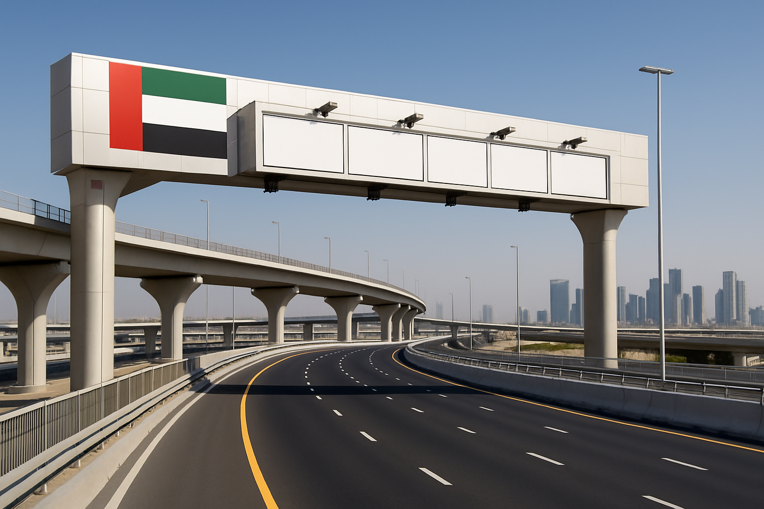 Modern toll road infrastructure in UAE